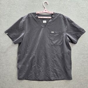 FIGS Men Scrub Top‎ 2XL Gray Chisec Three Pocket Short Sleeve V Neck Pocket